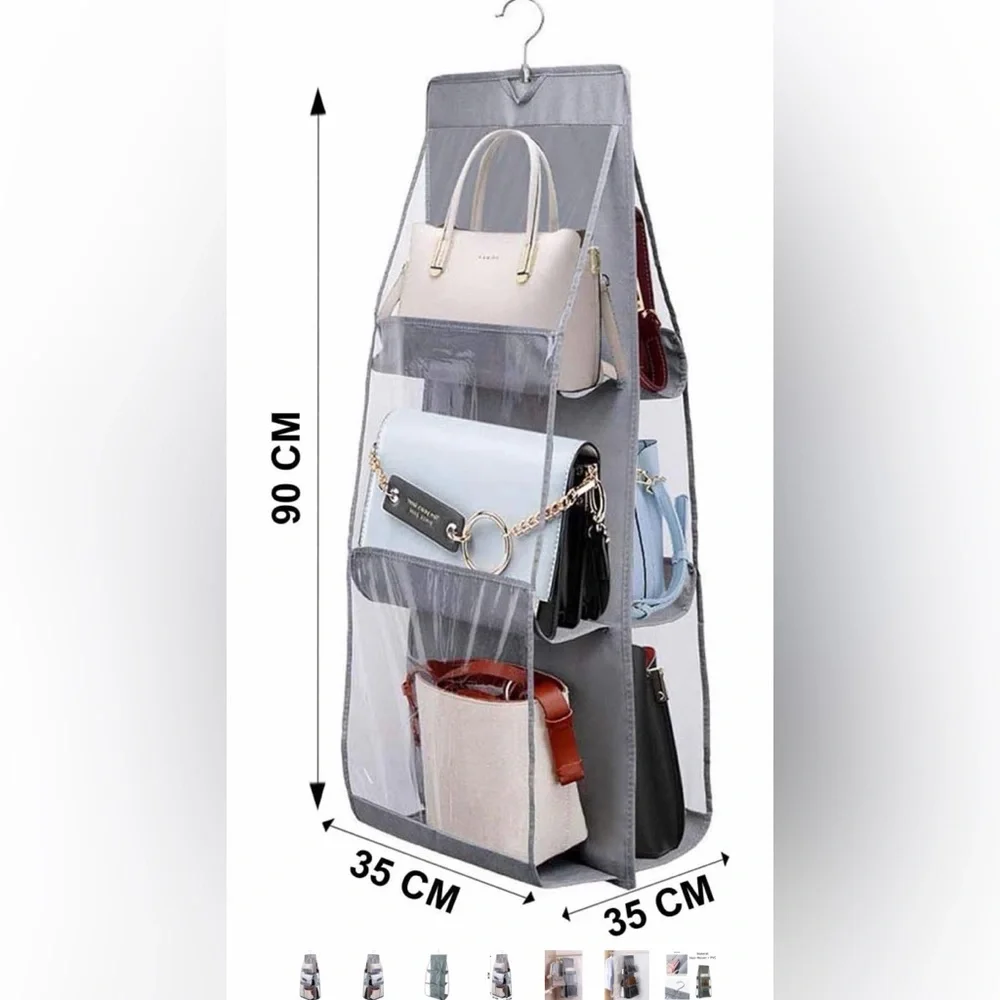 8 Pocket Hanging Purse Organizer Handbag Storage Hanger x3 pieces